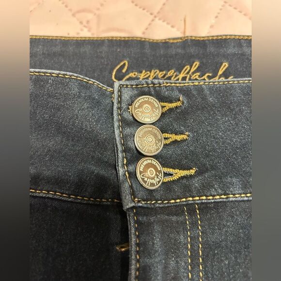 CopperFlash Blue Jean Shorts with Cuffed Hems - Picture 4 of 9